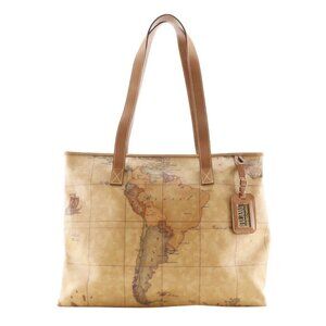 PRIMA CLASSE Geo Classic Tote Bag Map pattern Brown PVC unisex